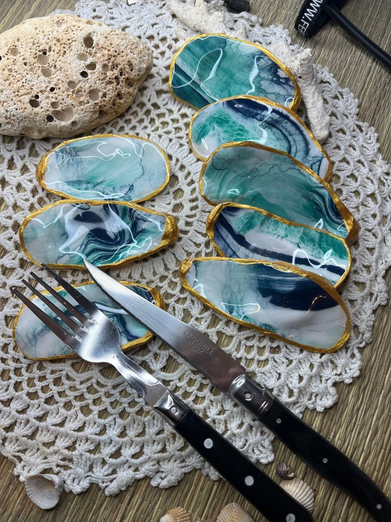 Porte-Couteaux Bleu /vert collectio, Marine élégante